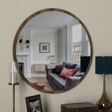 Nástěnné zrcadlo GLOB pr. 59 cm hnědá