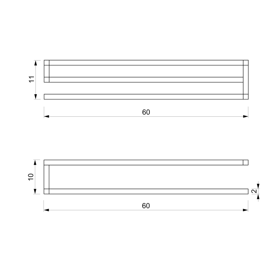 Nástěnný věšák na ručníky 10x60 cm bílá