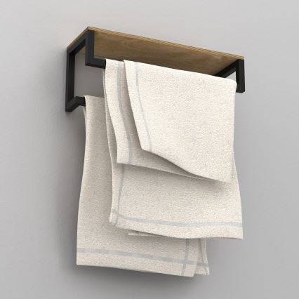 Nástěnný věšák na ručníky s policí 14x40 cm černá