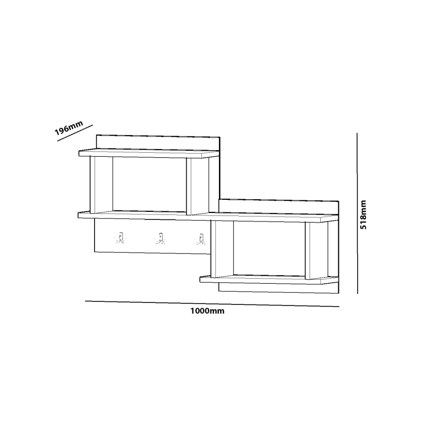 Nástěnný věšák s policí NIZZA 51,8x100 cm bílá