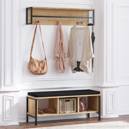 Nástěnný věšák SHANA 24x100 cm + botník 43x100 cm hnědá/černá