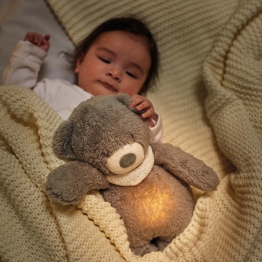 Nattou - Usínáček s melodií a světlem SLEEPY BEAR 4v1 hnědá