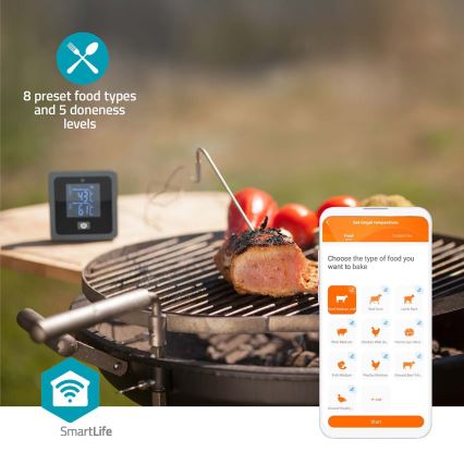Chytrý digitální teploměr na maso s LCD displejem SmartLife 0-300 °C 2xAAA