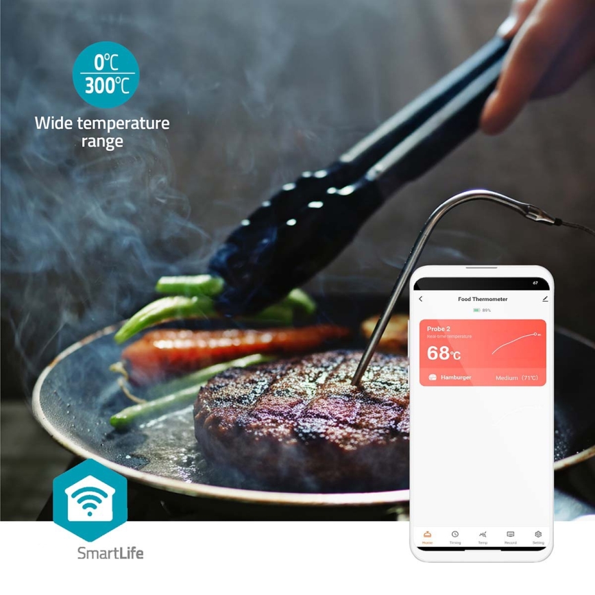 Chytrý digitální teploměr na maso s LCD displejem SmartLife 0-300 °C 2xAAA