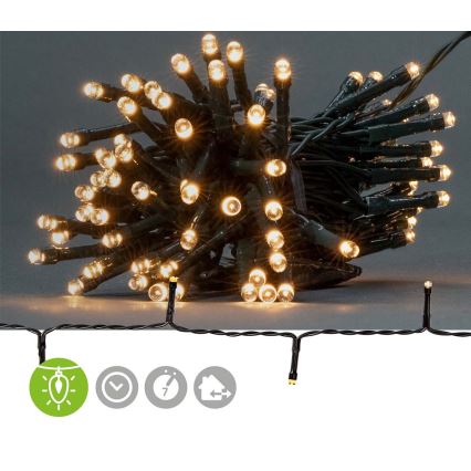 LED Venkovní  řetěz 96xLED/7 funkcí/3xAA 7,7m IP44 teplá bílá