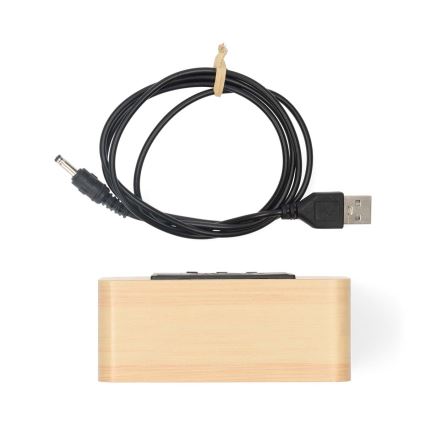 Digitální budík s LED displejem a teploměrem 5V/3xAAA dřevo