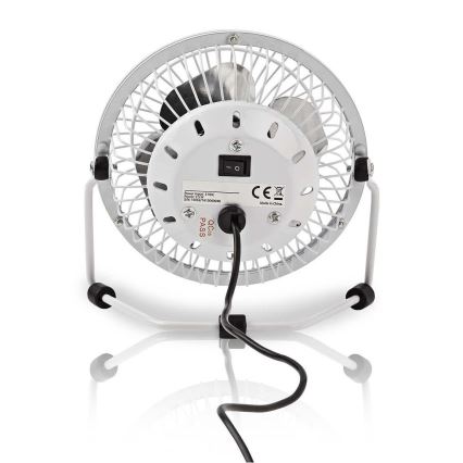 Stolní ventilátor 3W/USB 10 cm bílá