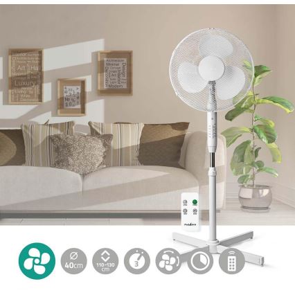 Stojanový ventilátor 40W/230V bílá + dálkové ovládání