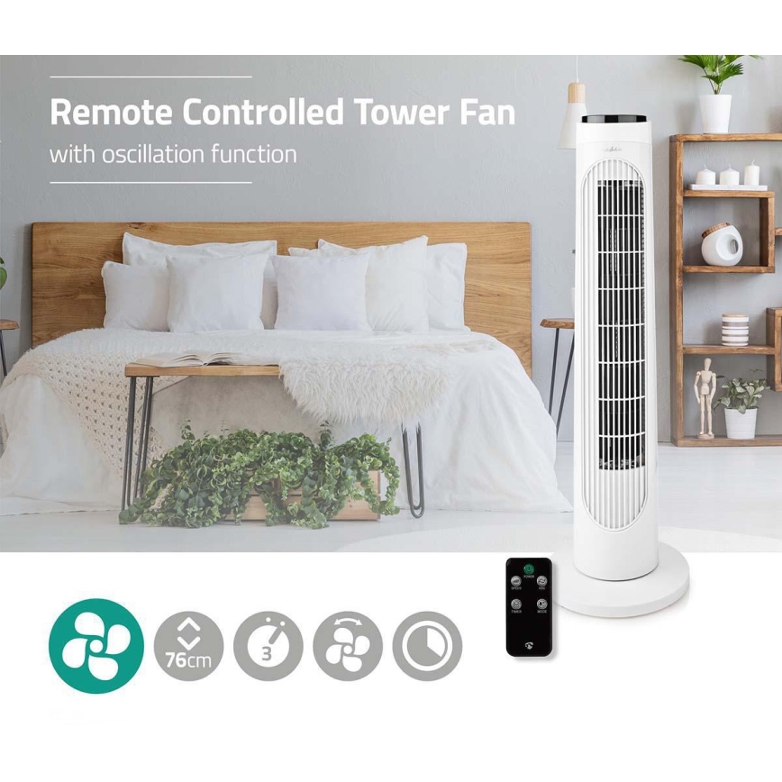 Sloupový ventilátor 50W/230V bílá + dálkové ovládání