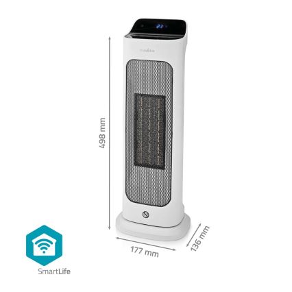 Ventilátor s keramickým topným tělesem Smartlife 400/2000W/230V Wi-Fi Tuya + dálkové ovládání