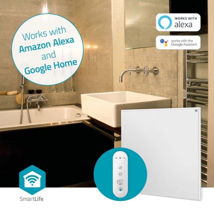 Infračervený topný panel 350W/230V 59,8x62 cm IP44 Wi-Fi Tuya + dálkové ovládání