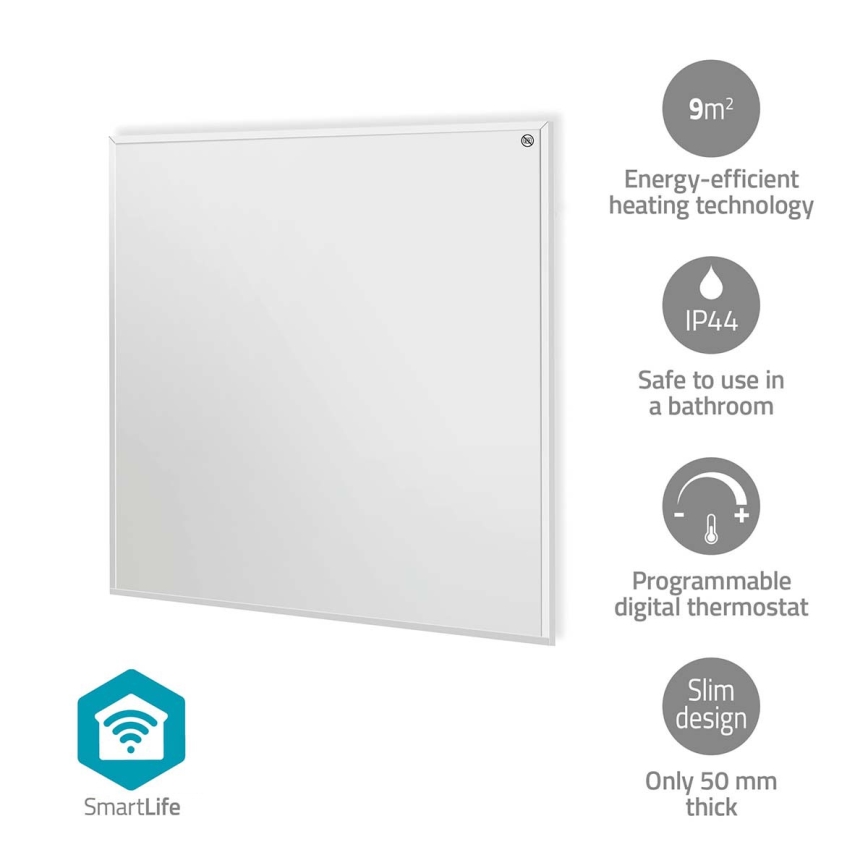 Infračervený topný panel 350W/230V 59,8x62 cm IP44 Wi-Fi Tuya + dálkové ovládání