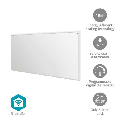 Infračervený topný panel 700W/230V 120x62 cm IP44 Wi-Fi Tuya + dálkové ovládání