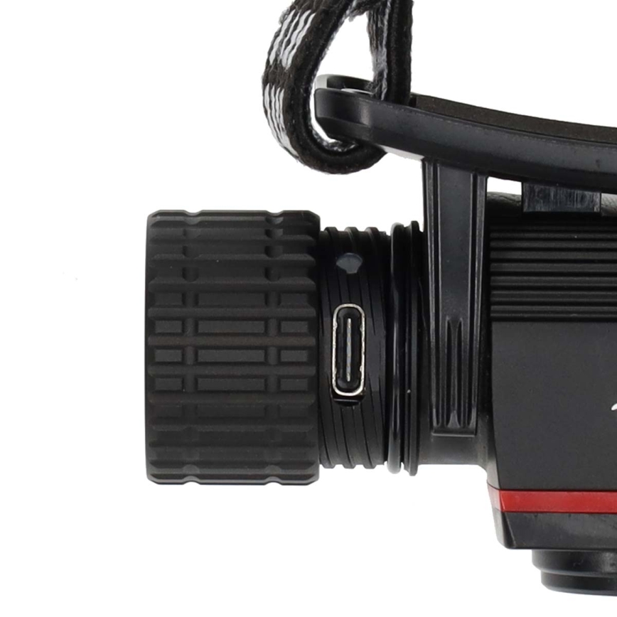 LED Stmívatelná nabíjecí hliníková čelovka LED/10W/5V 2200 mAh IPX8 černá