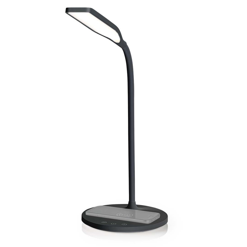 LED Stmívatelná dotyková flexibilní stolní lampa s 15W bezdrátovým nabíjením Qi LED/5,5W/230V 2700-6500K černá