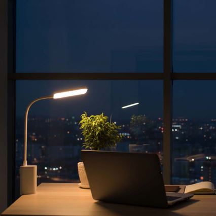 LED Stmívatelná nabíjecí dotyková flexibilní stolní lampa s klipem LED/5W/1200 mAh bílá