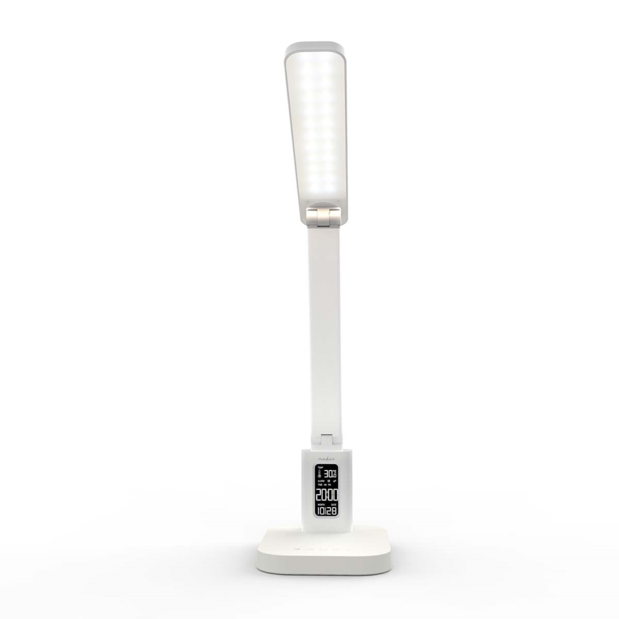 LED Stmívatelná nabíjecí dotyková stolní lampa s displejem LED/7,5W/1200 mAh 3000/4000/5700K CRI 90 bílá