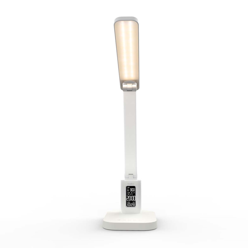 LED Stmívatelná nabíjecí dotyková stolní lampa s displejem LED/7,5W/1200 mAh 3000/4000/5700K CRI 90 bílá