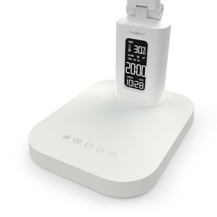 LED Stmívatelná nabíjecí dotyková stolní lampa s displejem LED/7,5W/1200 mAh 3000/4000/5700K CRI 90 bílá