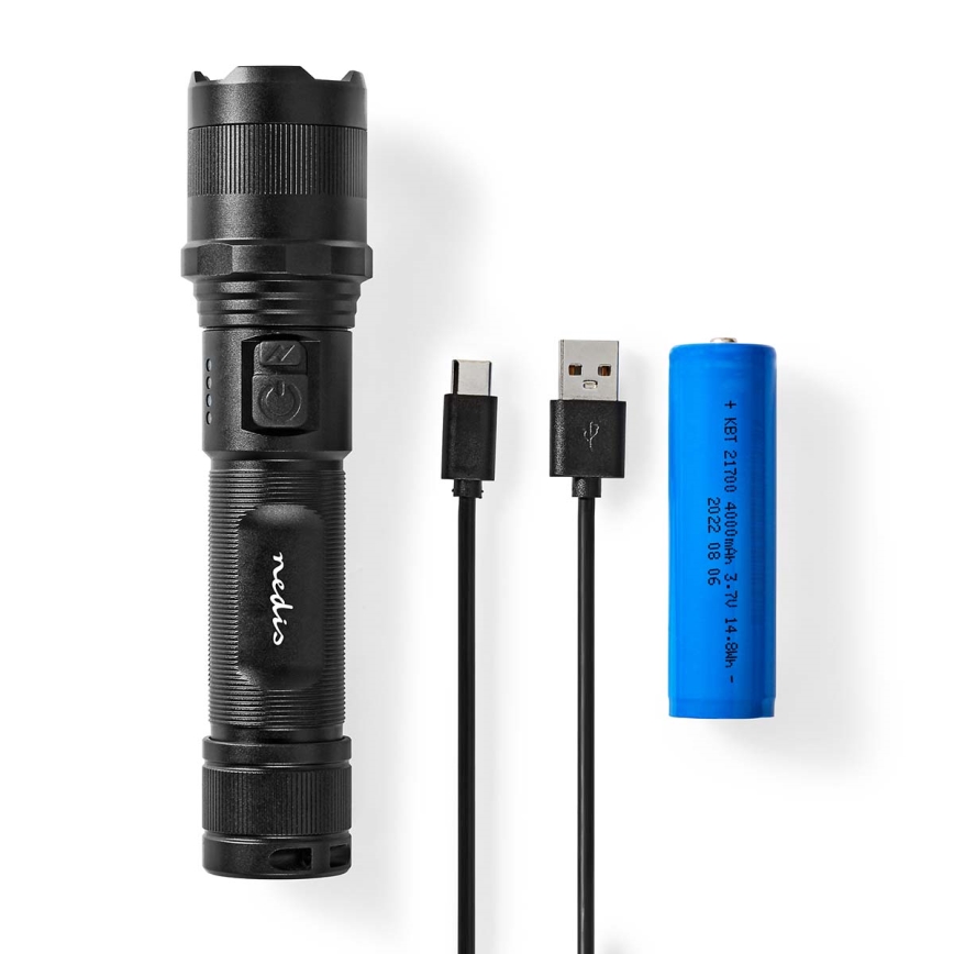 LED Stmívatelná nabíjecí hliníková svítilna LED/10W/5V 2200 mAh IPX4 černá