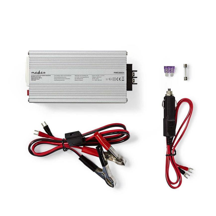 Měnič napětí 300W/24/230V + USB