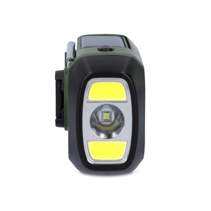 Rádio DAB+/FM na kliku se solárním panelem a LED svítilnou 5V/2500 mAh zelená/černá