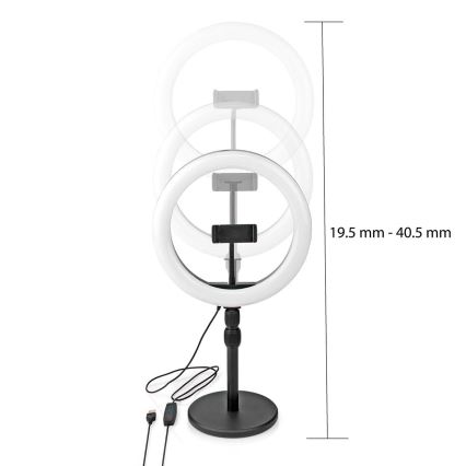 LED Stmívatelná lampa se stojanem a držákem pro vlogování LED/6W/USB 2700-6700K