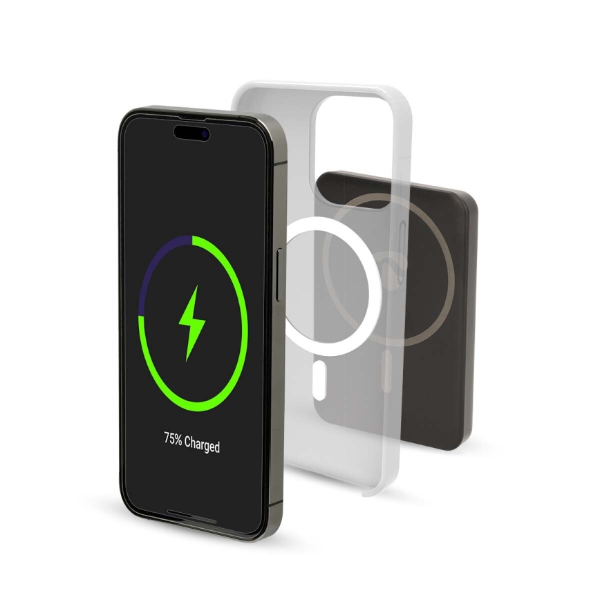 Power Bank 2v1 magnetická s bezdrátovým nabíjením MagSafe 5000 mAh černá