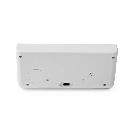 Budík s LCD displejem a bezdrátovou nabíječkou 15W/230V + 1xCR2032 bílá