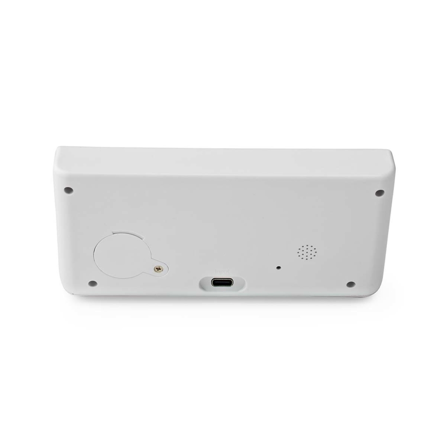 Budík s LCD displejem a bezdrátovou nabíječkou 15W/230V + 1xCR2032 bílá
