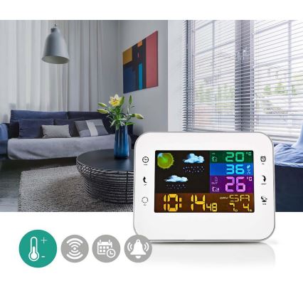 Meteostanice s barevným LCD displejem 230V bílá