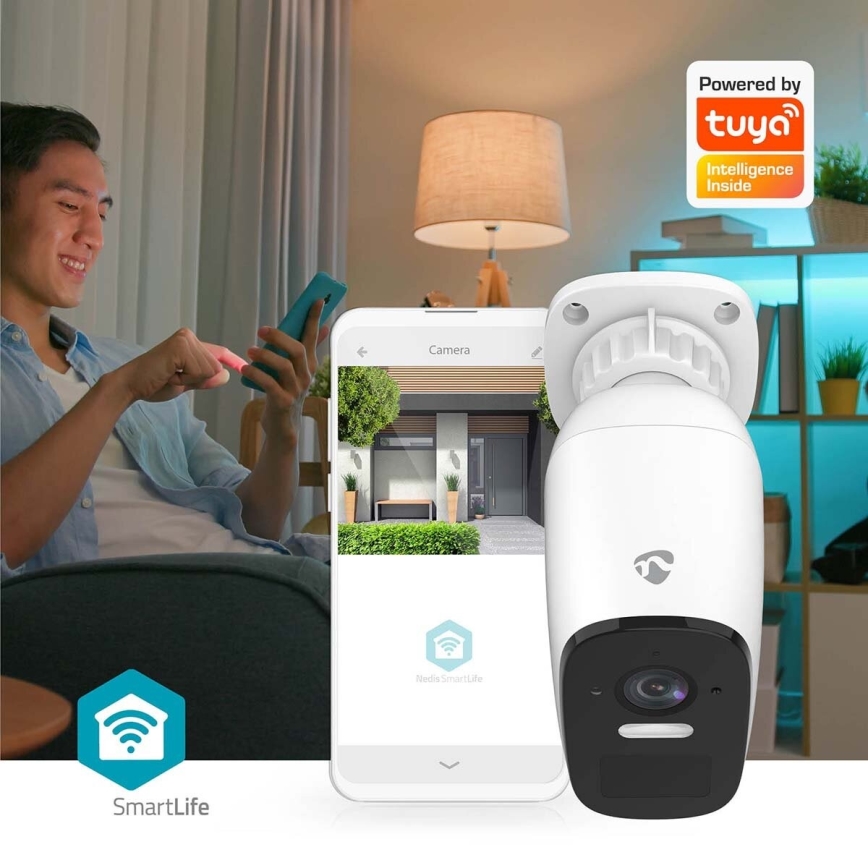 Chytrá venkovní nabíjecí kamera se senzorem SmartLife 4MP Quad HD 1440p 5V/5200mAh Wi-Fi Tuya IP66