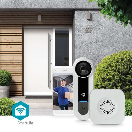 Bezdrátový videozvonek se senzorem Full HD 1536p 3xAA Wi-Fi IP65