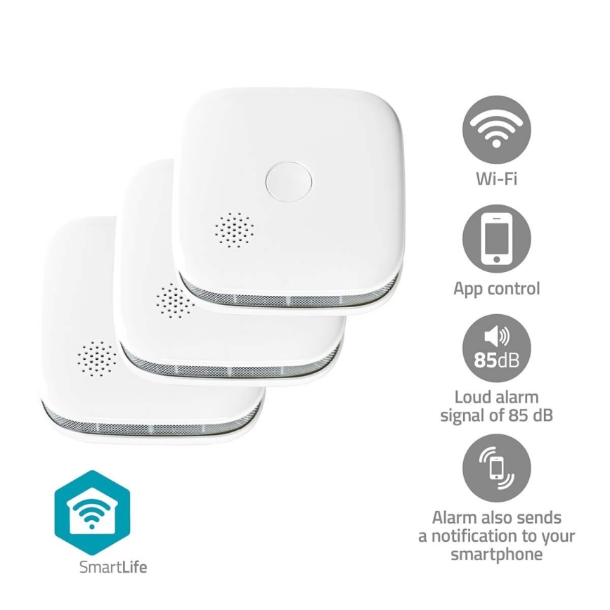 SADA 3x Detektor kouře SmartLife 3V/1xCR123A Wi-Fi Tuya