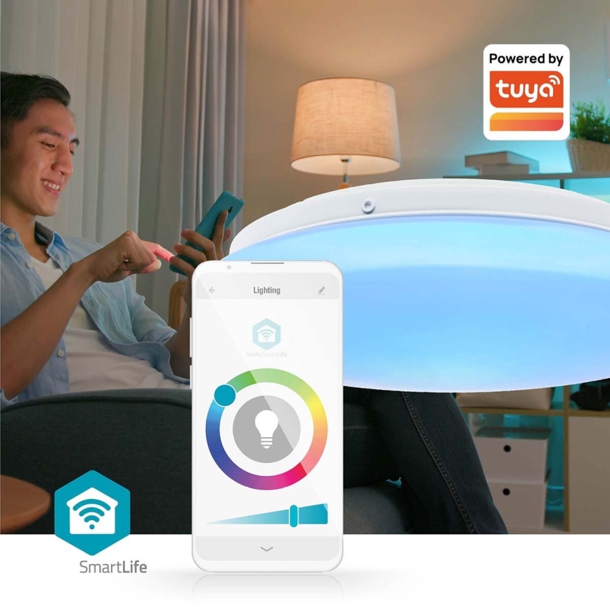 LED RGBW Stmívatelné koupelnové stropní svítidlo SmartLife LED/18W/230V 2700-6500K IP44 Wi-Fi Tuya