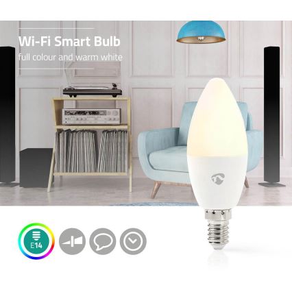 LED RGB Stmívatelná žárovka Smartlife E14/4,5W/230V Wi-Fi 2700K