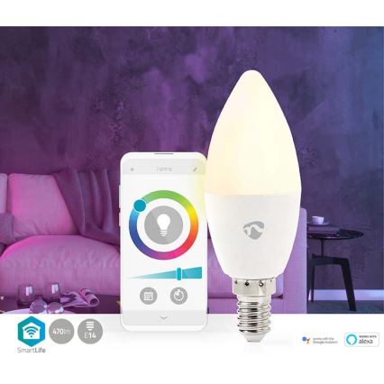 LED RGB Stmívatelná žárovka Smartlife E14/4,9W/230V Wi-Fi 2700-6500K