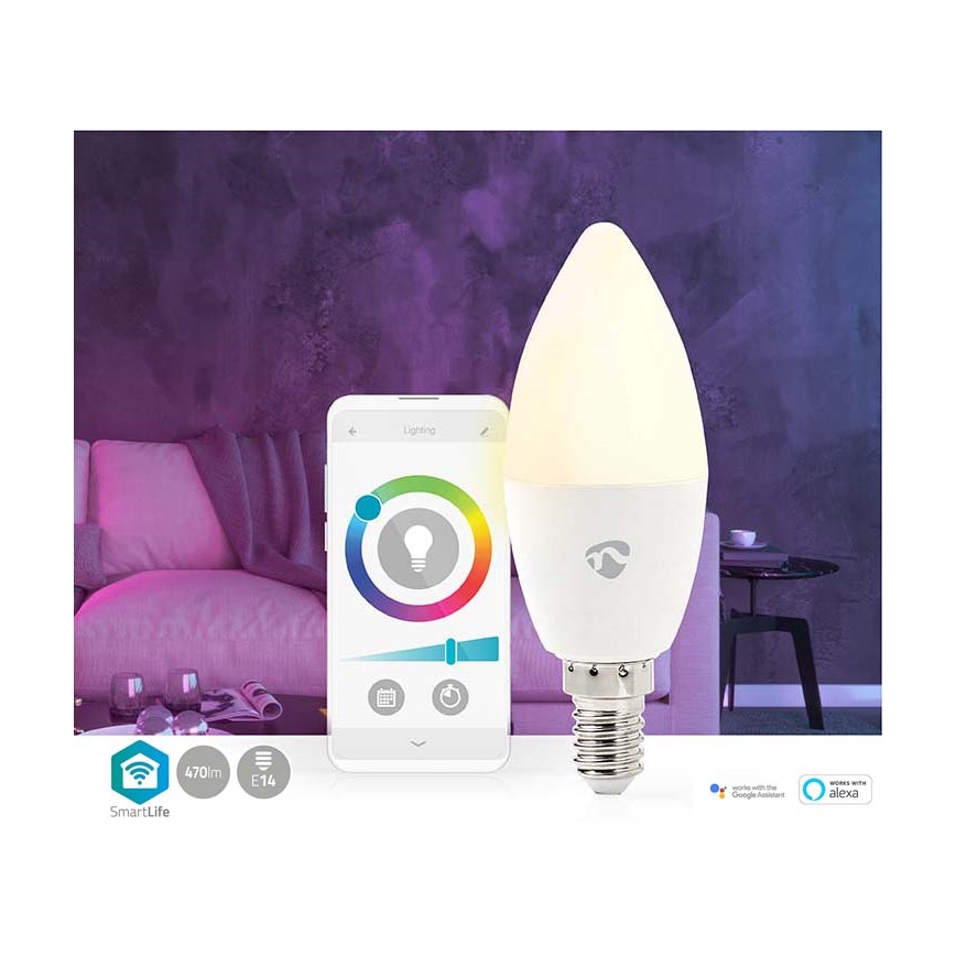 LED RGB Stmívatelná žárovka Smartlife E14/4,9W/230V Wi-Fi 2700-6500K