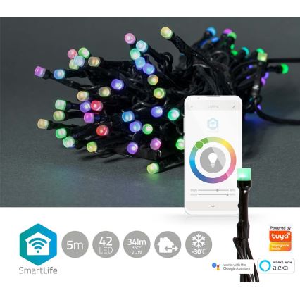 LED RGB Venkovní vánoční řetěz 42xLED/8 funkcí 8m IP65 Wi-Fi Tuya