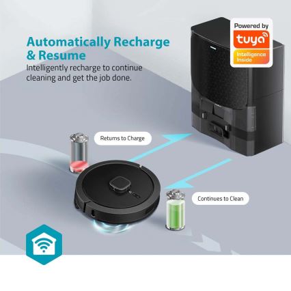 Chytrý robotický vysavač s mopem SmartLife Wi-Fi Tuya černá + dálkové ovládání