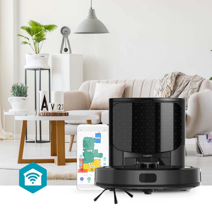 Chytrý robotický vysavač s mopem SmartLife Wi-Fi Tuya černá + dálkové ovládání