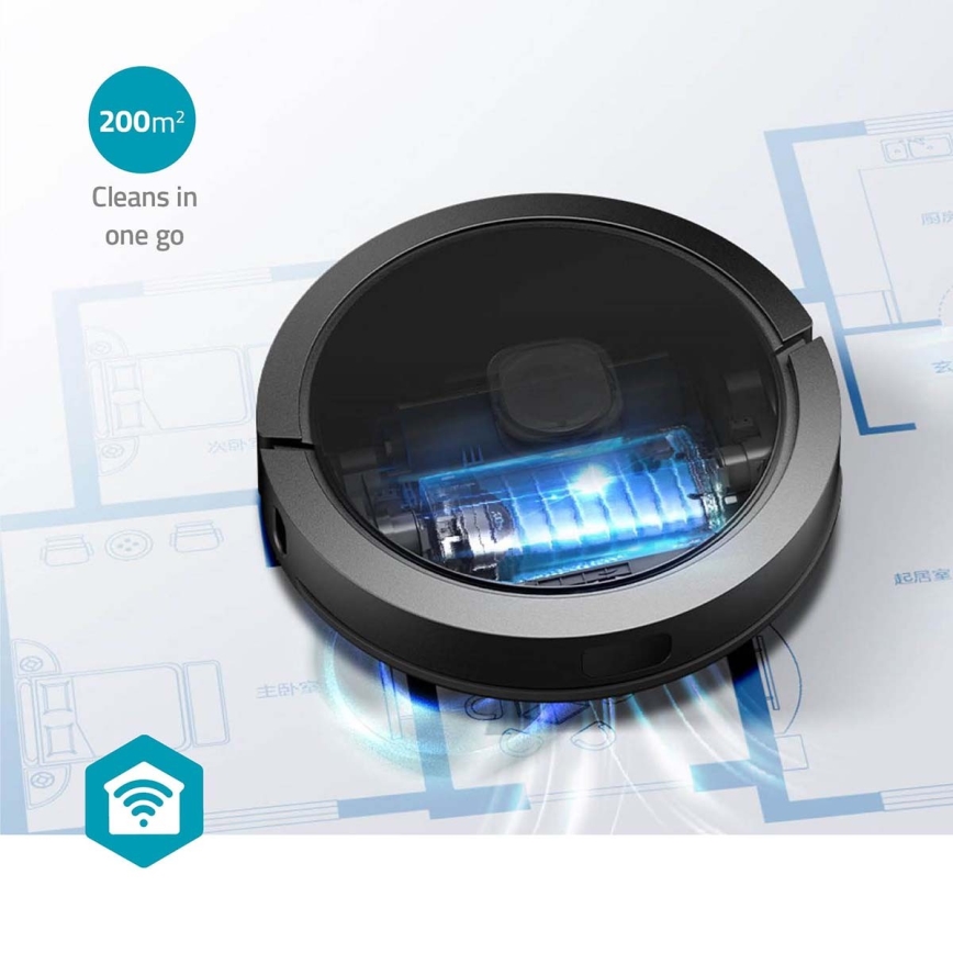 Chytrý robotický vysavač s mopem SmartLife Wi-Fi Tuya černá + dálkové ovládání