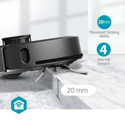 Chytrý robotický vysavač s mopem SmartLife Wi-Fi Tuya černá + dálkové ovládání