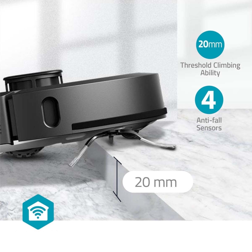 Chytrý robotický vysavač s mopem SmartLife Wi-Fi Tuya černá + dálkové ovládání