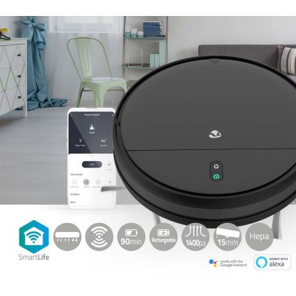 Chytrý robotický vysavač s mopem 28W/2500 mAh Wi-Fi černá + dálkové ovládání