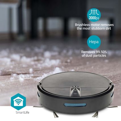 Chytrý robotický vysavač s mopem SmartLife 2600 mAh Wi-Fi Tuya černá + dálkové ovládání