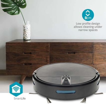 Chytrý robotický vysavač s mopem SmartLife 2600 mAh Wi-Fi Tuya černá + dálkové ovládání
