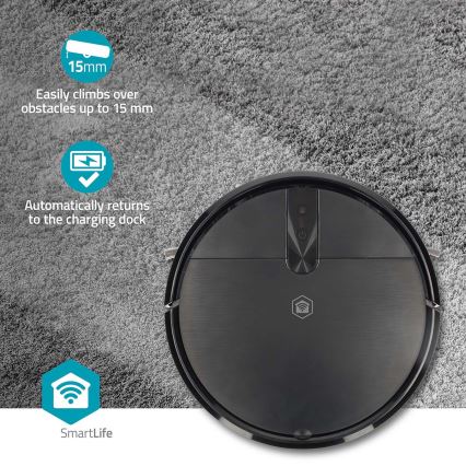 Chytrý robotický vysavač s mopem SmartLife 2600 mAh Wi-Fi Tuya černá + dálkové ovládání