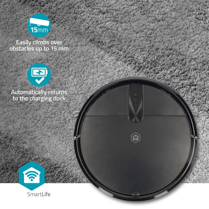 Chytrý robotický vysavač s mopem SmartLife 2600 mAh Wi-Fi Tuya černá + dálkové ovládání