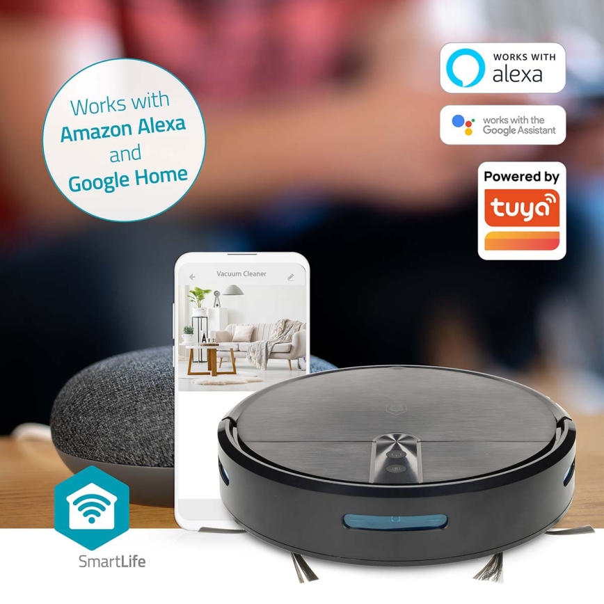 Chytrý robotický vysavač s mopem SmartLife 2600 mAh Wi-Fi Tuya černá + dálkové ovládání